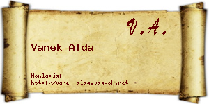 Vanek Alda névjegykártya